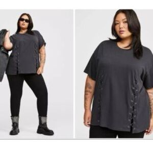 Torrid Heritage Jersey Crew Neck Grommet Tee In Phantom Black Size 2X